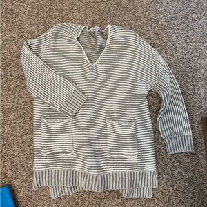 Striped Gray V-Neck Sweater
